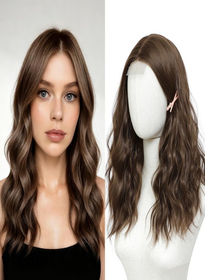 BUPPLER باروكة بوبلر، طول متوسط 18 بوصة، شعر صناعي مموج مع خصلات محسّنة، باروكة شعر طبيعي للاستخدام اليومي والحفلات/الهالوين، 18 بوصة، بني عسلي - Image 1